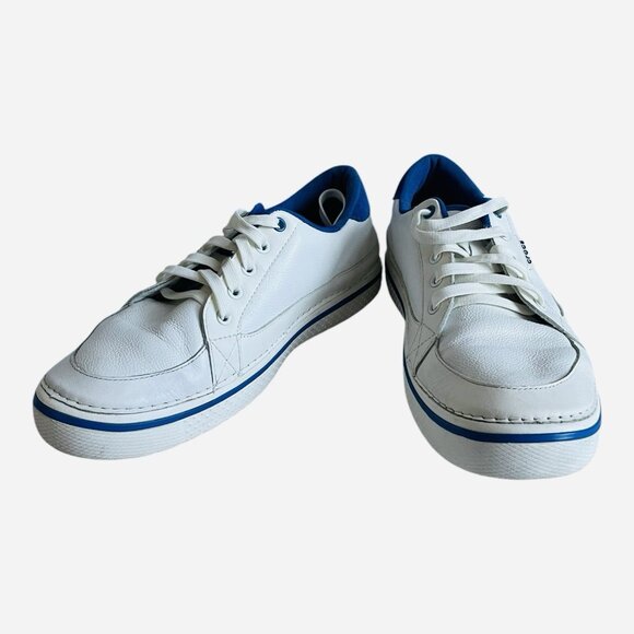 Crocs Hover Lace-Up Sneakers Men's White Blue Leather Spiked Golf Shoes M10 VG - Picture 5 of 12